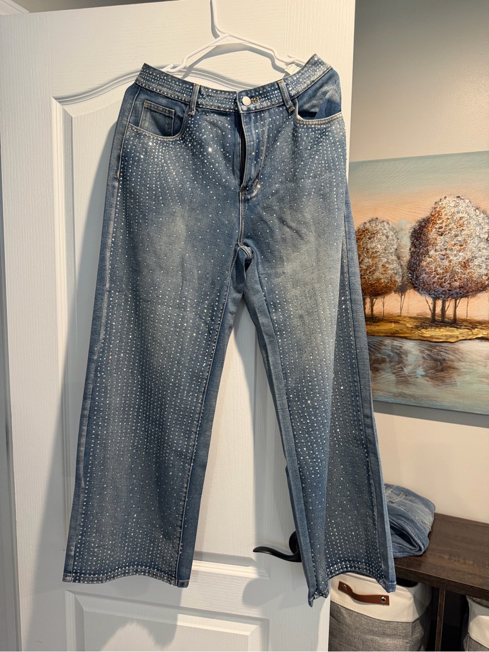 Women’s Embellished Light Blue Jeans SHEIN size 30
